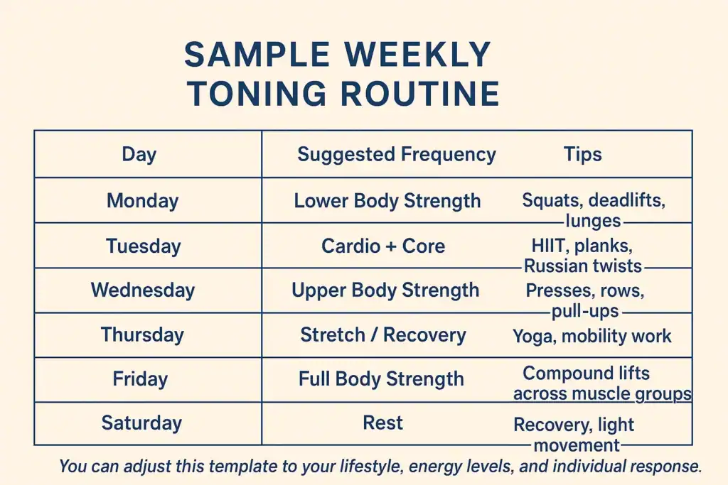 Achieving the Perfect Tone: How Often Should You Exercise for Results? 4 Weekly exercise Bognor Regis plan graphic