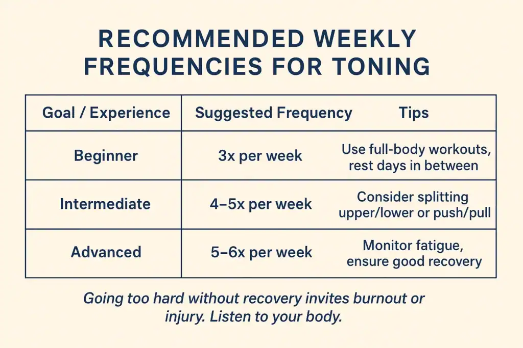 Achieving the Perfect Tone: How Often Should You Exercise for Results? 2 Graphic to show how often you should do exercise to help with toning Bognor Regis