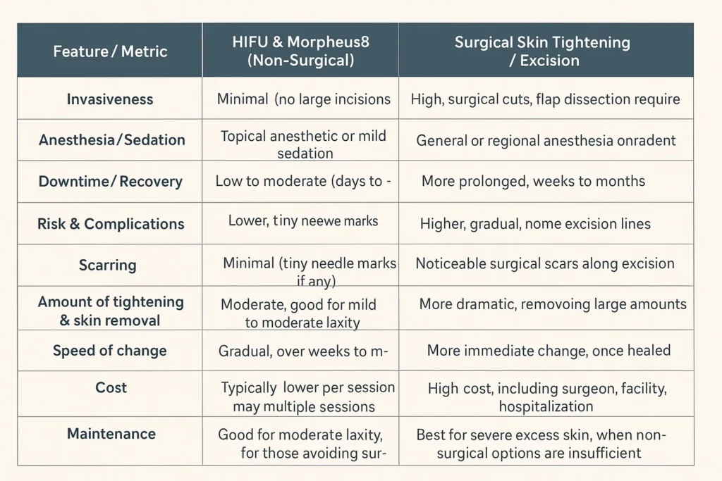 The Science of Skin Tightening 2 Table of skin tightening Bognor Regis benefits compared to surgical options